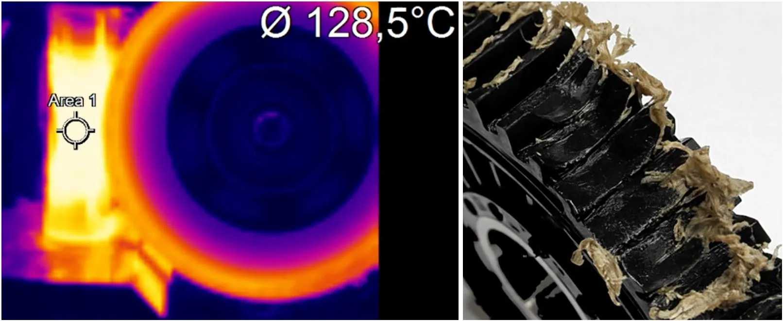 Thermal failure on worm wheel in dry conditions